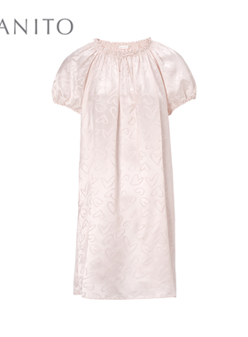 MANITO/曼尼陀Loving女士桑蚕丝连衣裙21姆米爱心提花宽松睡裙