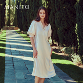 MANITO 睡裙 曼尼陀Sophia灯笼连衣裙真丝桑蚕丝V领灯笼袖