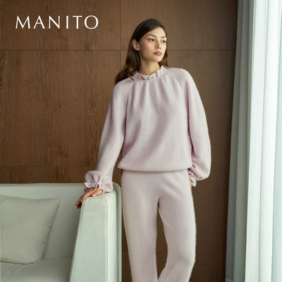 MANITO/曼尼陀Purity女士束口套装山羊绒桑蚕丝针织衫外穿家居服