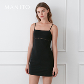 MANITO 曼尼陀Aqua莫代尔真丝吊带优雅网纱连衣裙高级