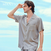 MANITO Authentic家居服 短裤 曼尼陀男士 真丝睡衣桑蚕丝短袖