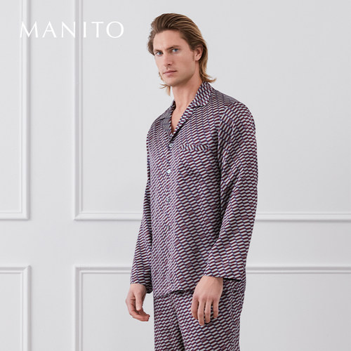 manito桑蚕丝几何格子