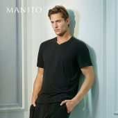 Soft男士 MANITO 曼尼陀New 真丝莫代尔针织V领T恤蚕丝家居服