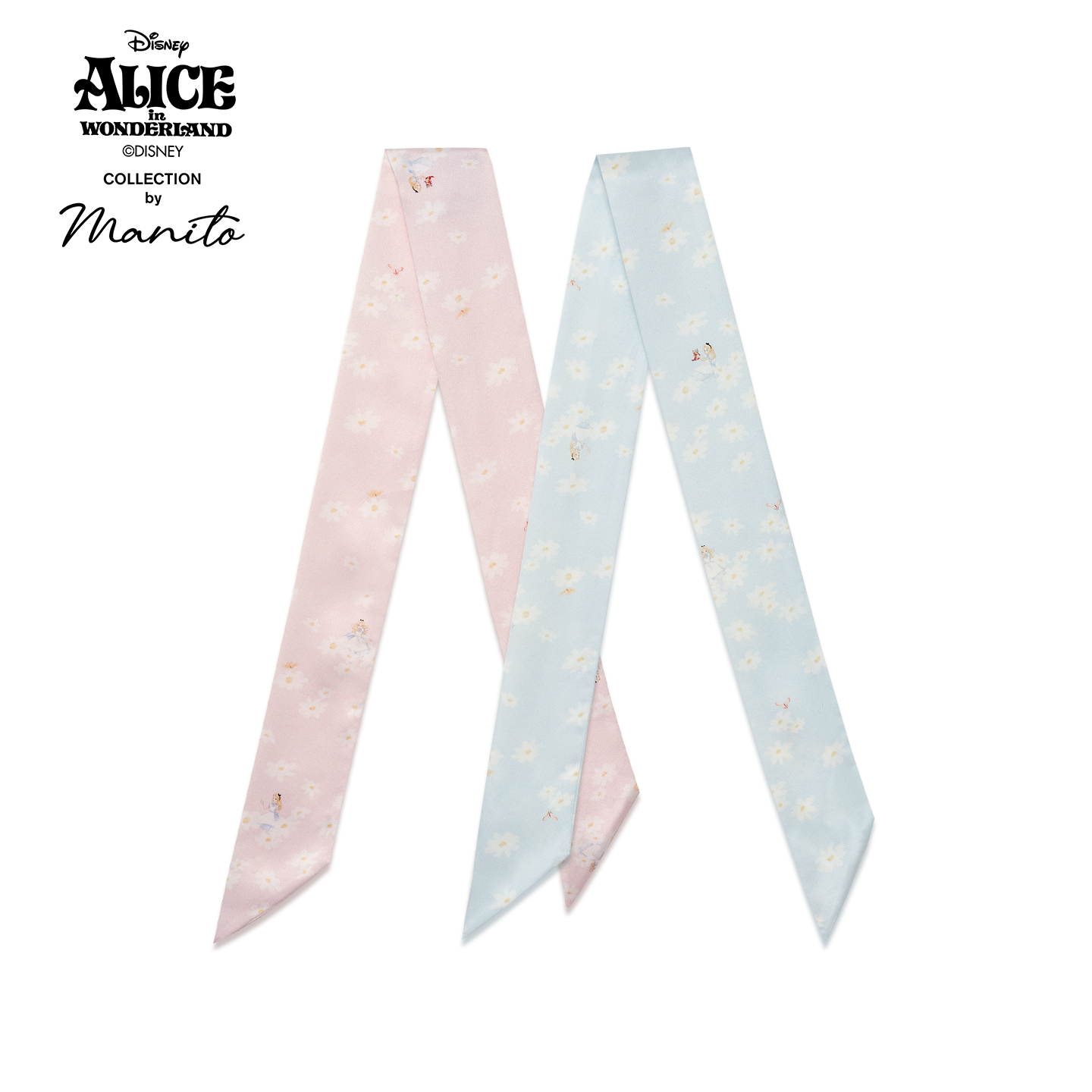 MANITO迪士尼爱丽丝合作系列 小雏菊 Daisy长丝巾桑蚕丝长发丝带