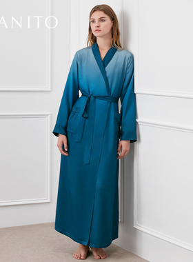 MANITO/曼尼陀Doris真丝渐变色睡袍桑蚕丝家居服时尚