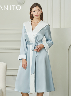 MANITO/曼尼陀Calla女士连帽睡袍桑蚕丝奢华浴袍家居服