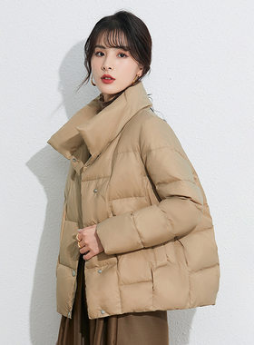 短款棕色轻薄平湖羽绒服女款高端女韩版冬季外套白鸭绒服女式女装