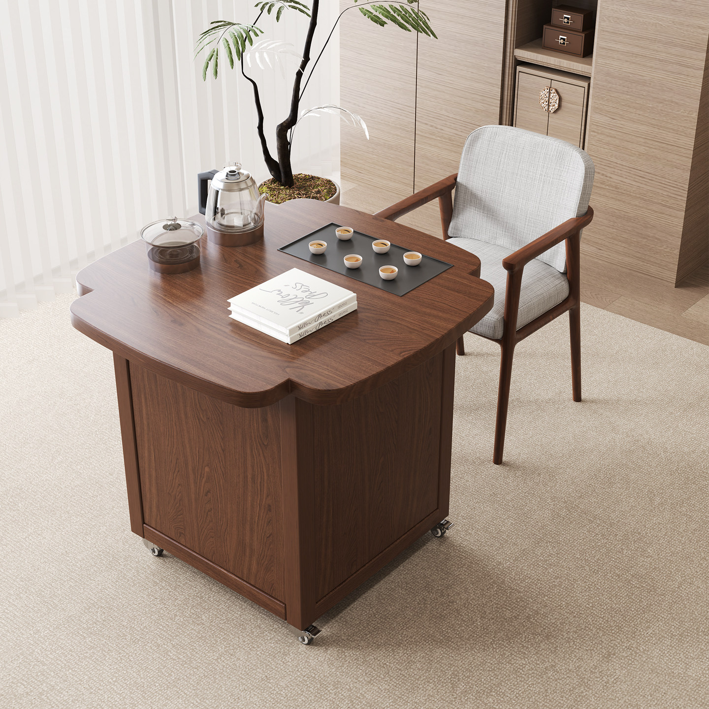 2026新款实木阳台茶桌可移动茶台带烧水壶茶盘一体小户型家用茶几,住宅家具,家用茶台/茶桌,淘宝优惠券,粉丝福利购,淘宝优惠卷