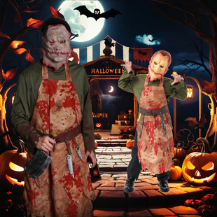 万圣节儿童僵尸服装成人恐怖厨师血迹屠夫NPC扮演鬼屋丧尸表演服