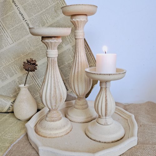 ins北欧复古木质蜡烛台装饰摆件
