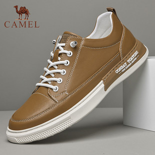 Camel 骆驼男鞋春秋新款真皮软底休闲皮鞋韩版百搭青年一脚蹬板鞋