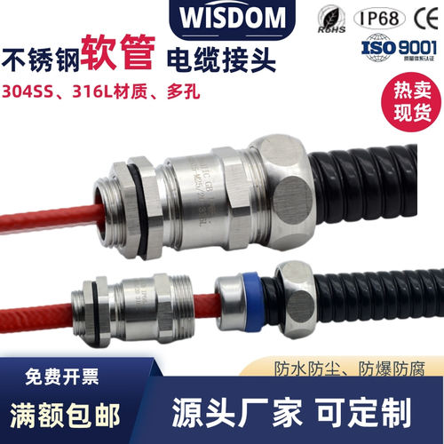 wisdom双锁紧软管电缆接头304SS