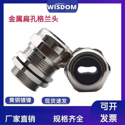 金属扁孔电缆接头 黄铜镀镍多孔格兰头固定伴热带线缆防水填料函