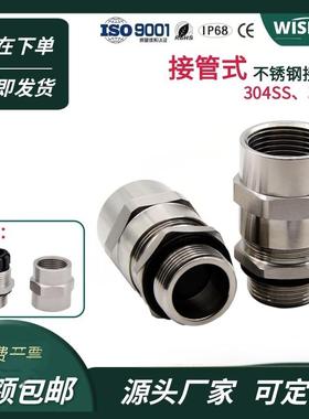 304ss不锈钢内外螺纹接管防爆格兰头单孔多孔接管式电缆密封接头
