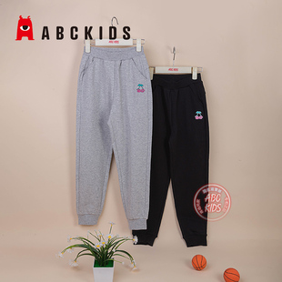 abckids童装女童运动裤女孩纯棉休闲长裤2024春季新款束脚裤子潮