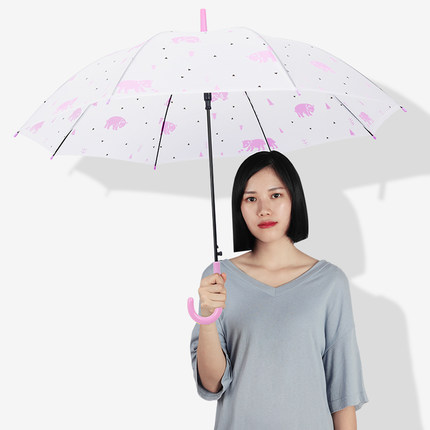 日系磨砂透明雨伞男女网红小清新长柄自动小学生儿童晴雨两用伞