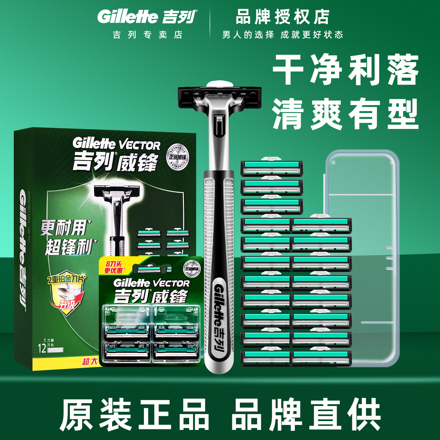 吉列威锋手动双层刀片剃须刀男士老式锋速刮胡刀头刀架原装