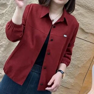 一件代发2025春秋季新款韩版时尚百搭显瘦宽松衬衫翻领外套女上衣
