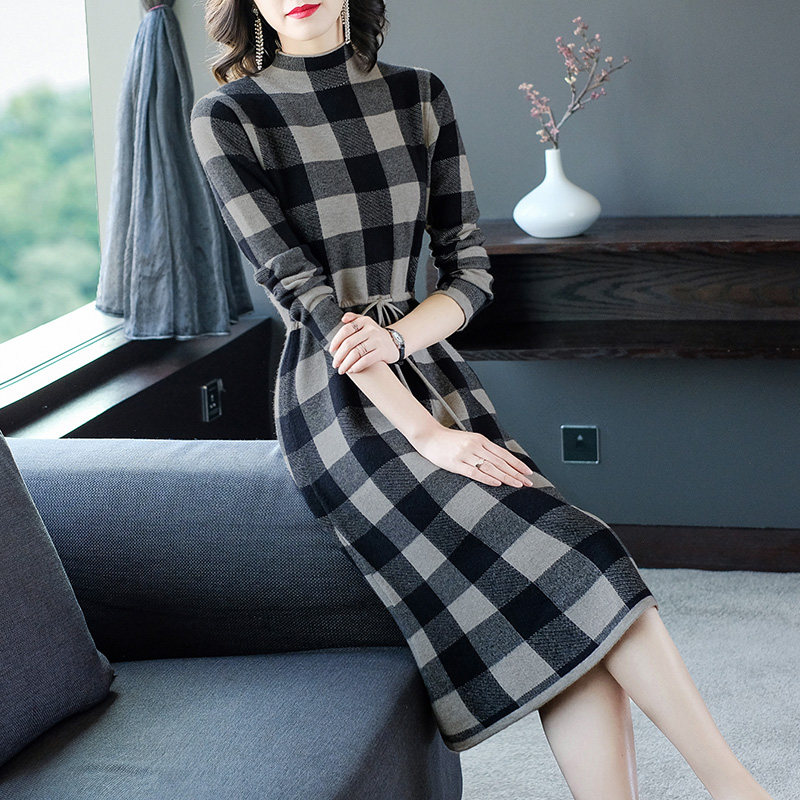 四五十岁冬季女连衣裙内搭长款2025新款高端高领针织贵夫人毛衣裙,女装/女士精品,连衣裙,淘宝优惠券,粉丝福利购,淘宝优惠卷