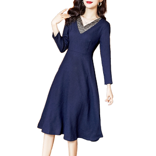 妈妈连衣裙气质高贵遮肚子长袖2024新款春季优雅40-49周岁女裙子