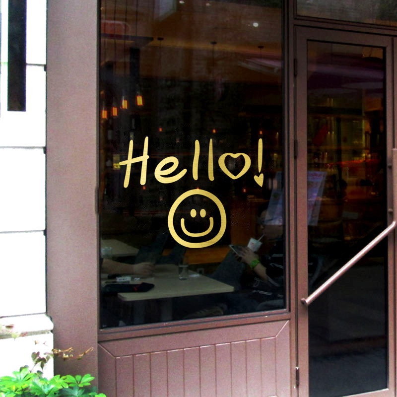 ins风hello英文字母墙贴服装店奶茶店玻璃门贴纸卧室镜子装饰自粘