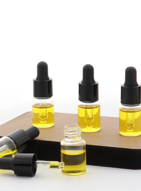 HOPECK黑色胶帽滴管透明管制玻璃瓶5个装18牙美容液粉底液精油瓶