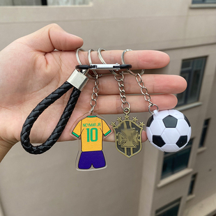 梅西C罗内马尔阿根廷姆巴佩足球球衣小挂件钥匙扣链套装背包扣