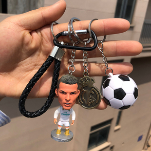 足球球星周边钥匙扣链背包扣包包配饰C罗梅西内马尔小贝挂件礼物