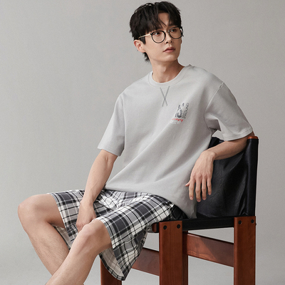 【男睡衣包邮清仓】由果夏季男纯棉短袖短裤睡衣男家居服特价清仓