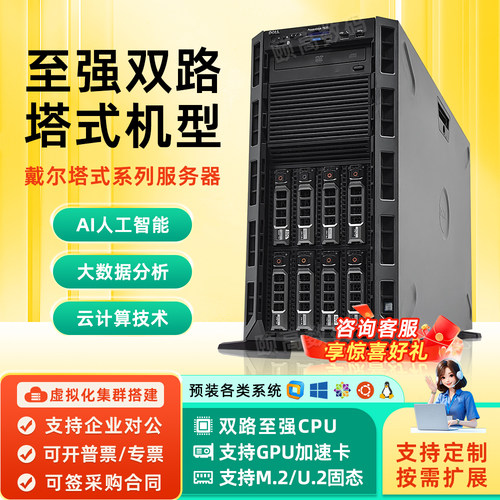 戴尔T420/T620/T430/T630/T440/T640塔式服务器主机ERP数据AI模型