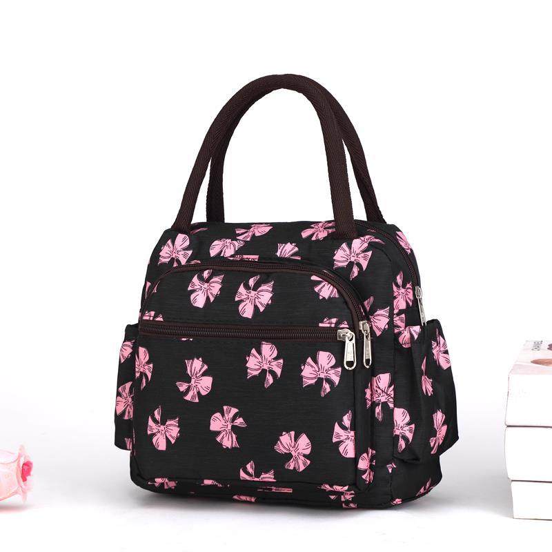 大容量饭盒袋手提包女包加厚防水便当包牛津帆布妈妈包化妆小布包