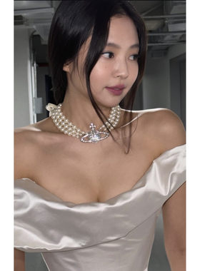 2405Jennie同款西家三层珍珠项链冷淡风星球choker锁骨链现货