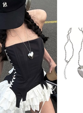 2405爱心吊坠高级感辣妹choker珠链项链fever同款韩国小众现货