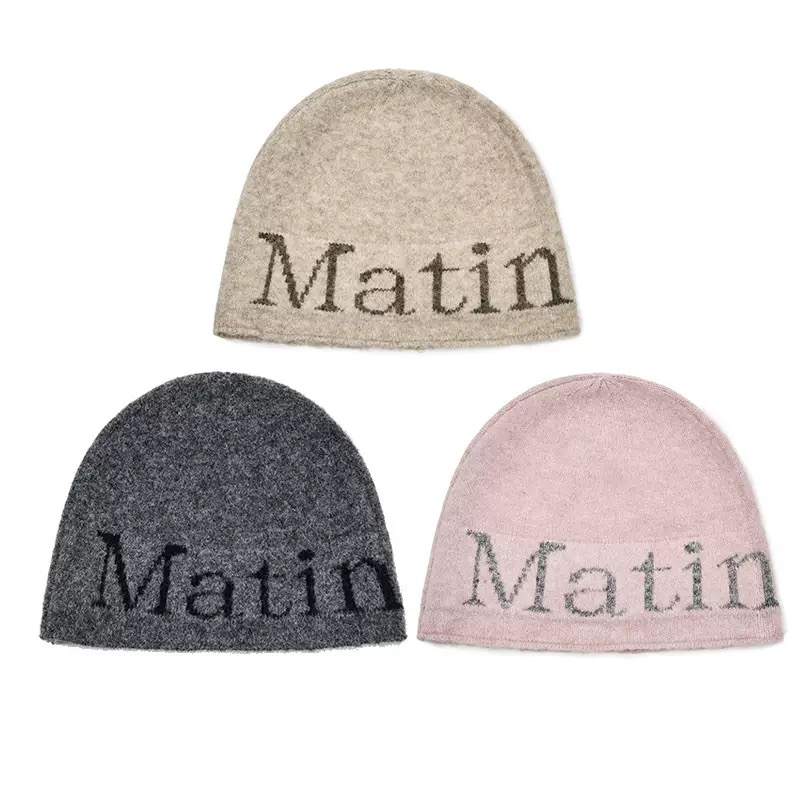 matin ki2025秋冬新款英文针织冷帽正确版保暖护耳男女款针织帽