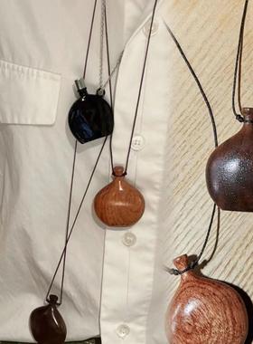木质酒壶项链设计感长链子