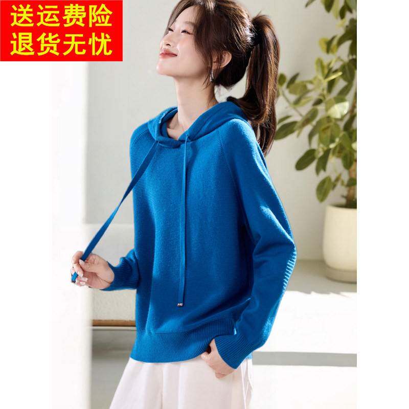 2025秋冬新款针织连帽卫衣短款减龄小个子毛衣休闲套头长袖上衣女