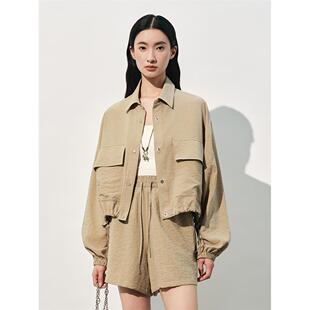 严选春季新品肌理感干丝衬衫女松弛廓形休闲真丝上衣通勤开衫外套