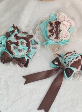 lolita薄荷巧克力色华丽扁帽小礼帽头饰发饰可爱甜lo头饰洛丽塔