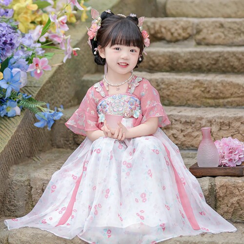 2026夏新品女童汉服中国风古风古装连衣裙改良刺绣仙气襦裙23282