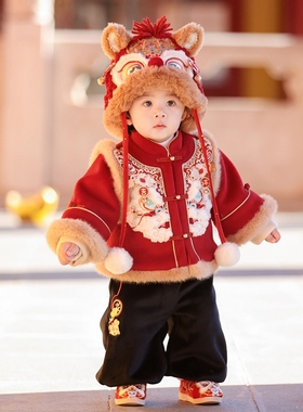 2025年冬男童套装两件套刺绣宝宝过年中国风古风汉服23242