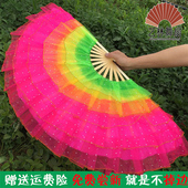 舞蹈扇子跳舞扇祖国颂水晶纱扇秧歌扇婚庆组字扇子成人广场舞扇