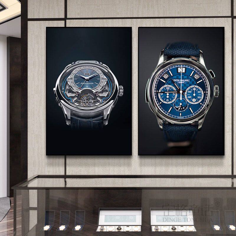名表装饰画手表店柜台墙面展示挂画钟表店寄卖行古着奢侈品店壁画