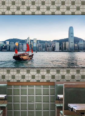 客厅建筑风景挂画维多利亚港城市街景装饰画香港外贸公司办公室画