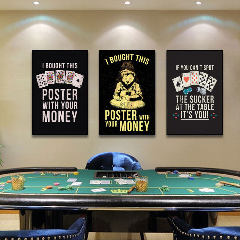 棋牌室装饰画德州扑克牌桌游馆客厅背景墙海报挂画麻将馆会所壁画