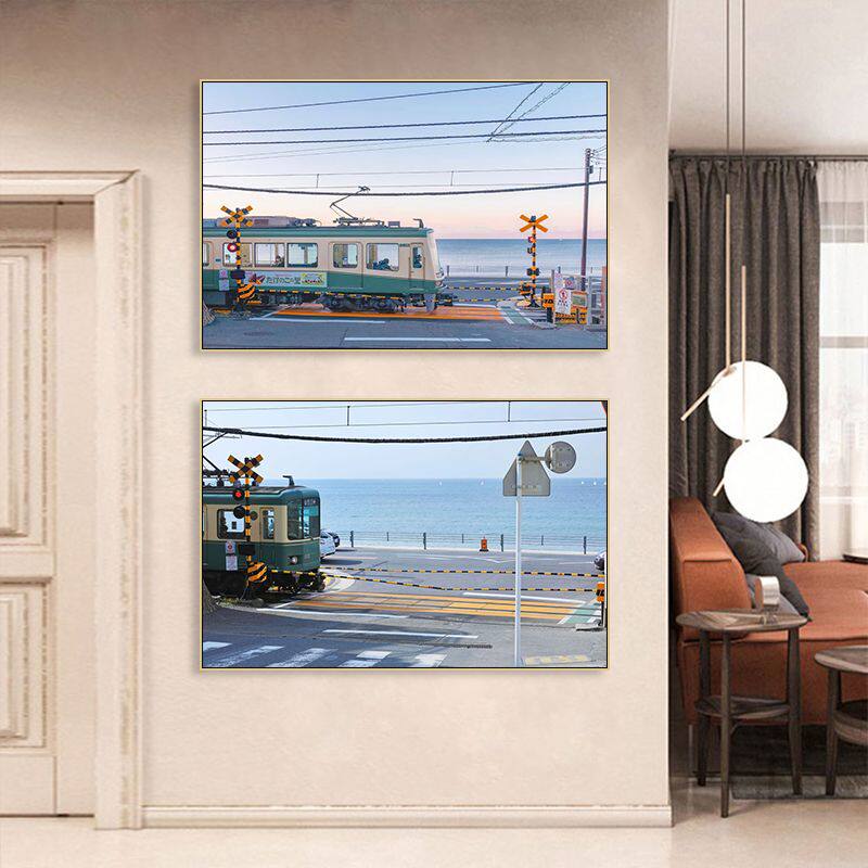 日本街景装饰画客厅旅游风景摄影工作室日式挂画卧室镰仓街道壁画