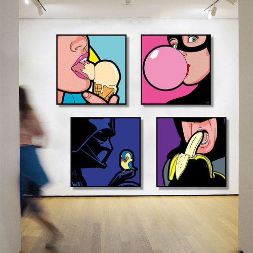 现代潮流版画波普风挂画小众艺术潮牌装饰画潮玩商城摆件恶搞壁画