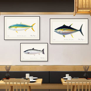 日式装饰画刺身店日料店包间布置鱼类金枪鱼寿司店海鲜餐厅挂画