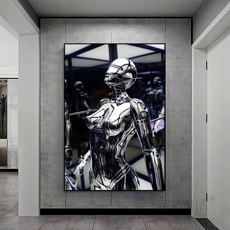 日本空山基科技感装饰画情趣酒店房间机械姬墙壁画卫生间浴室挂画