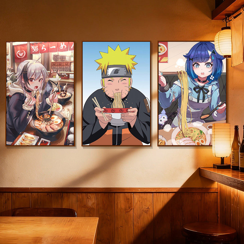 创意拉面馆挂画卡通动漫日式寿司料理店装饰画日本和风餐厅壁画