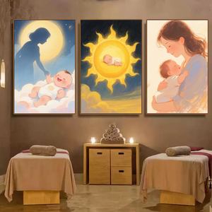 母婴室卡通动漫装饰画初生婴儿妇产科挂画月子中心宝宝医院墙壁画